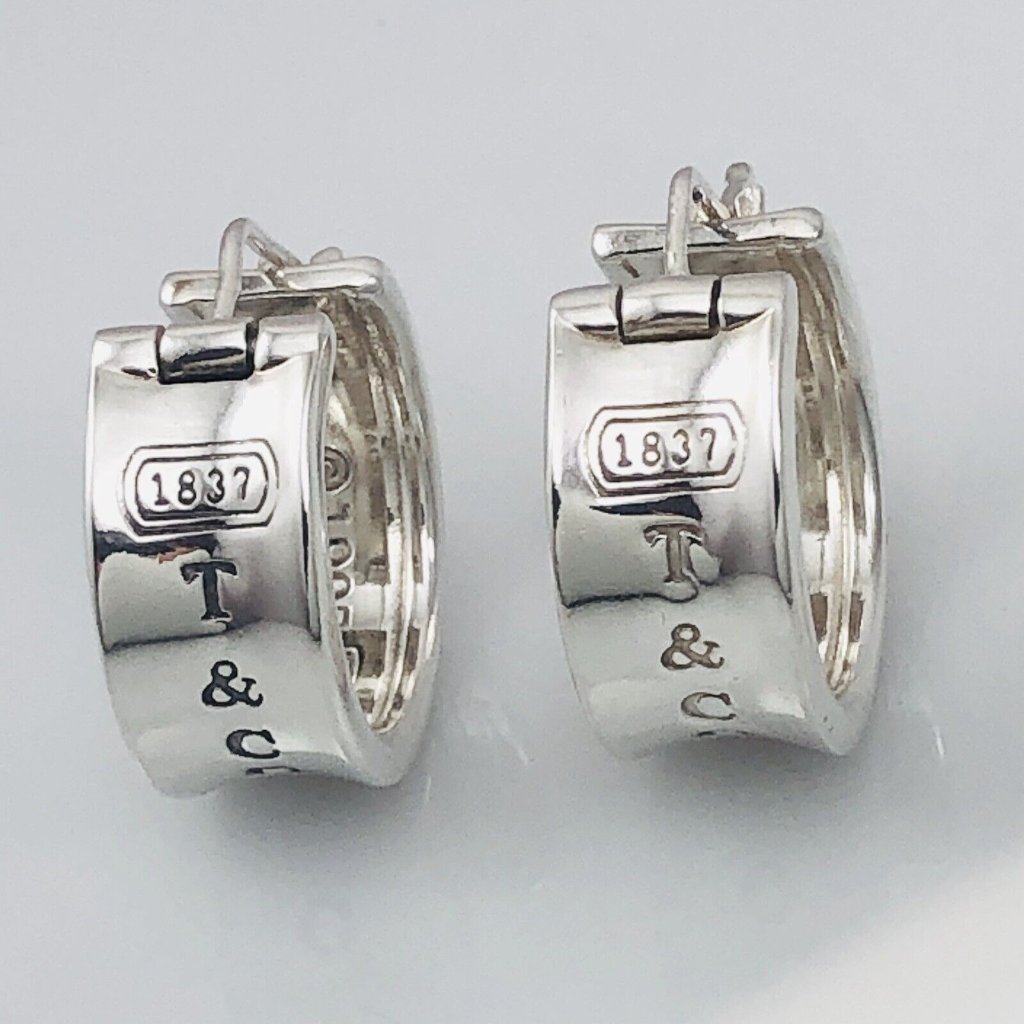 Tiffany & Co T&Co 1837 Hoop Huggie Earrings In Sterling Silver
